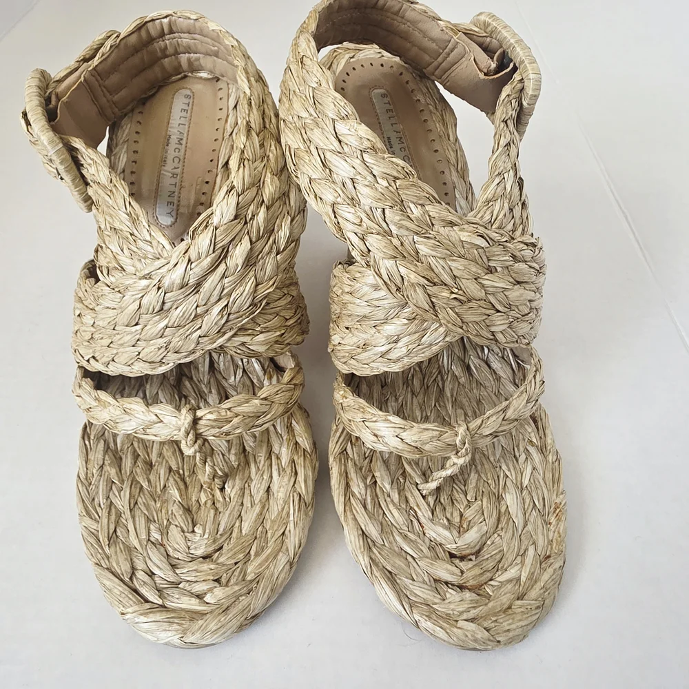 Stella McCartney Woven Straw Sandals 39.5 - Picture 1 of 4